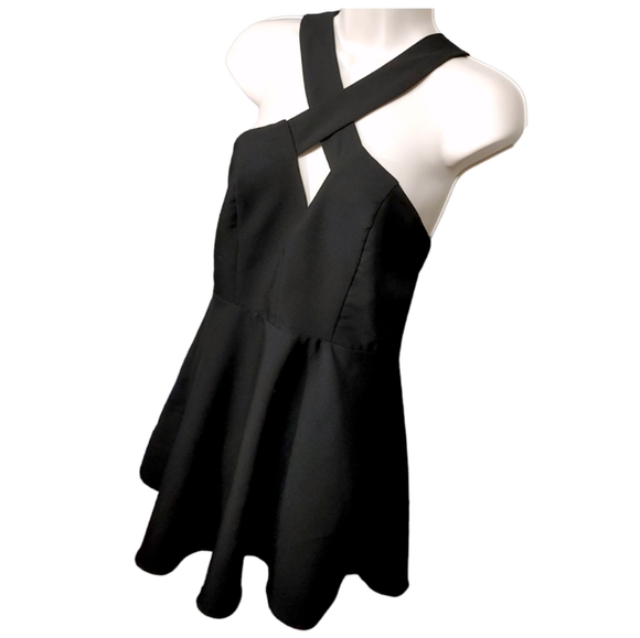 Lulu's Norma Black Cross Strap Skater Mini Dress Women's Size Medium M - Picture 8 of 13